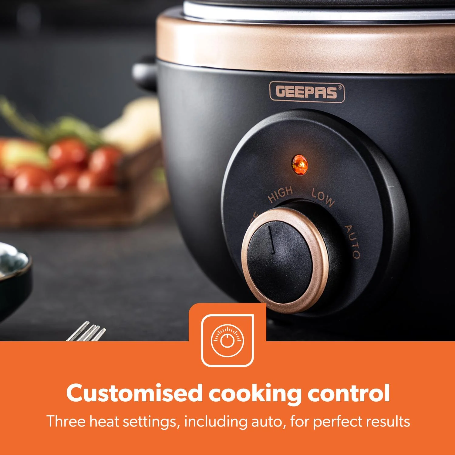 3.5L Black and Gold Matte Slow Cooker With 3 Heat Settings - Image 3