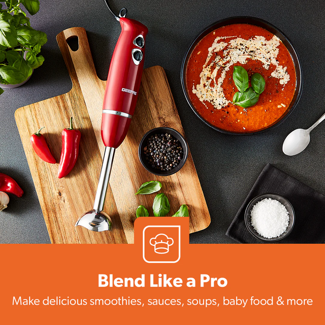3-In-1 Red Stick Hand Blender, Food Processor and Whisk - Image 3