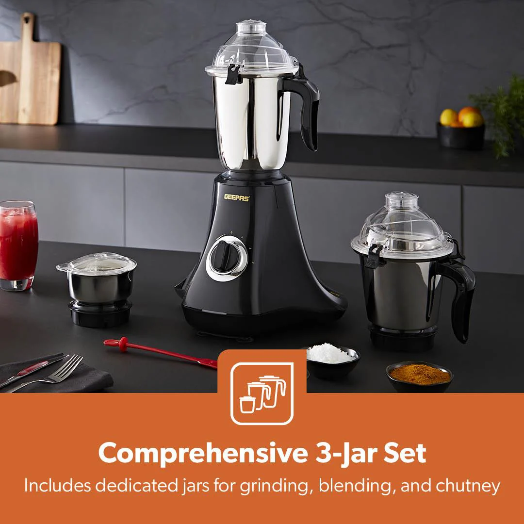 3-In-1 Black Wet & Dry Electric Mixer Grinder With Multi-Jar Set - Image 7