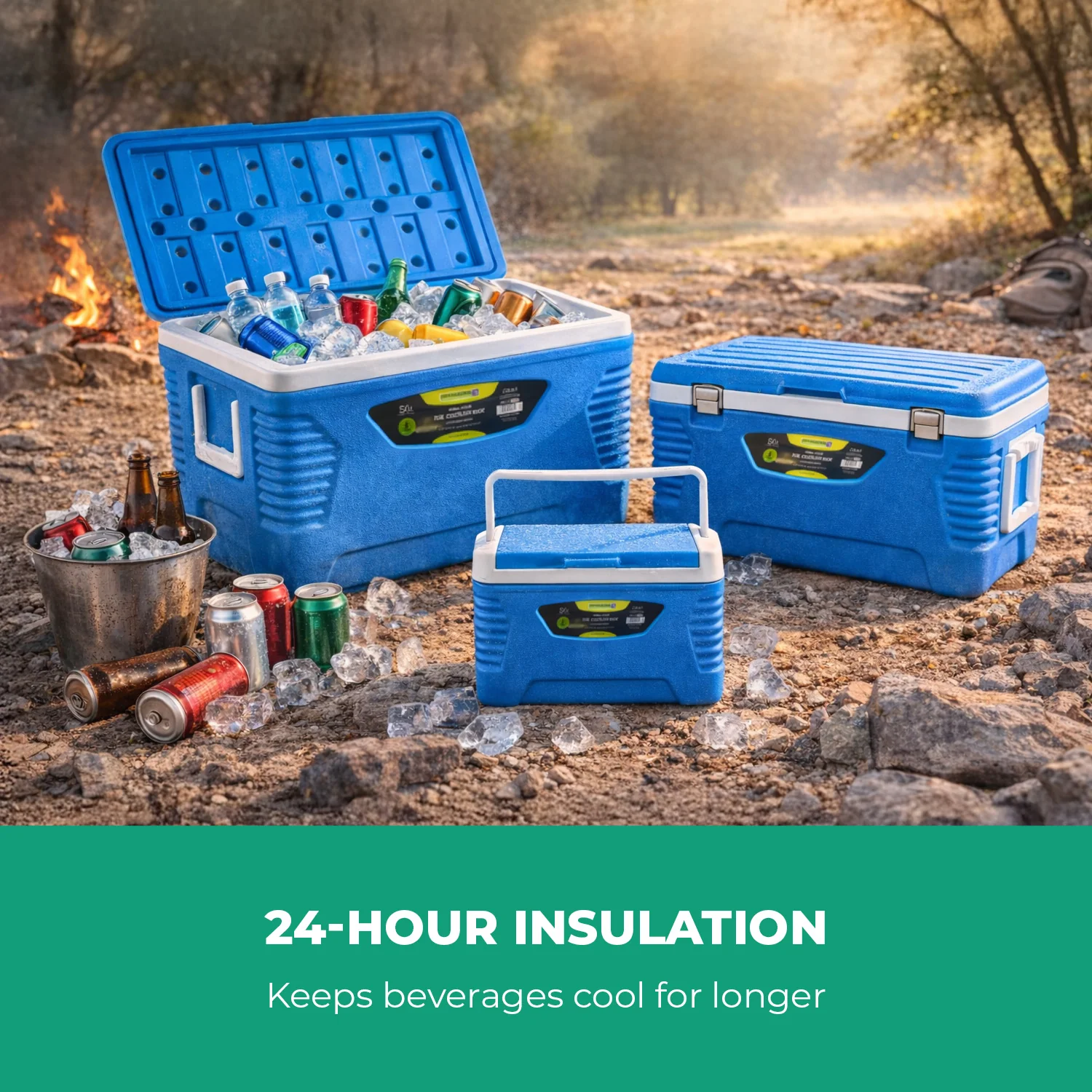 3-Piece Blue Insulated Ice Cooler Chests (5L, 25L & 50L) - Image 6
