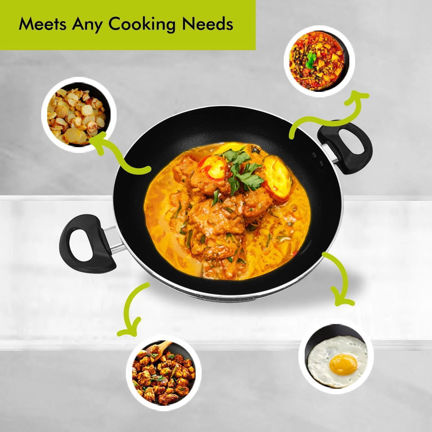 32cm Non-Stick Induction Wok Pan with Glass Lid - Image 7
