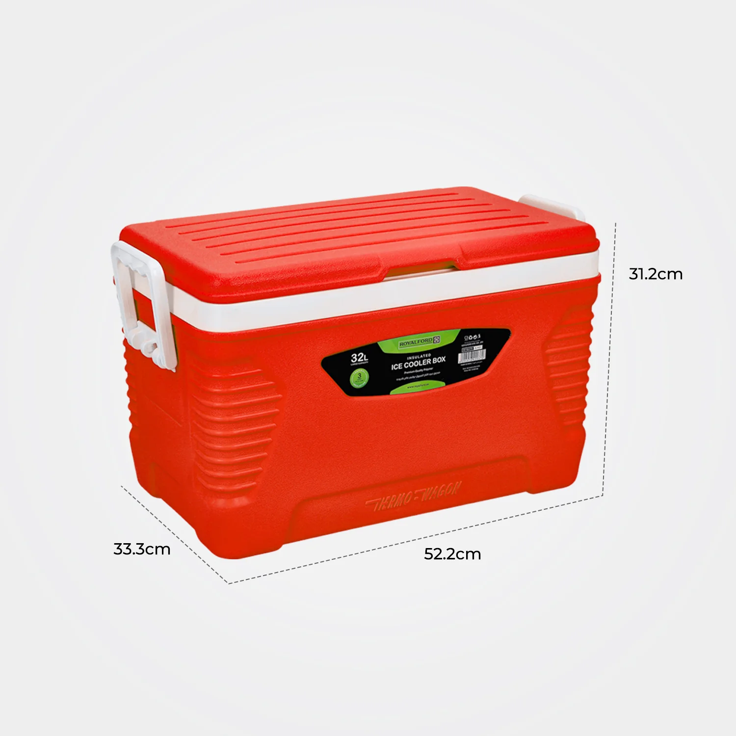 32L Portable Insulated Red Ice Cooler Box - Image 5