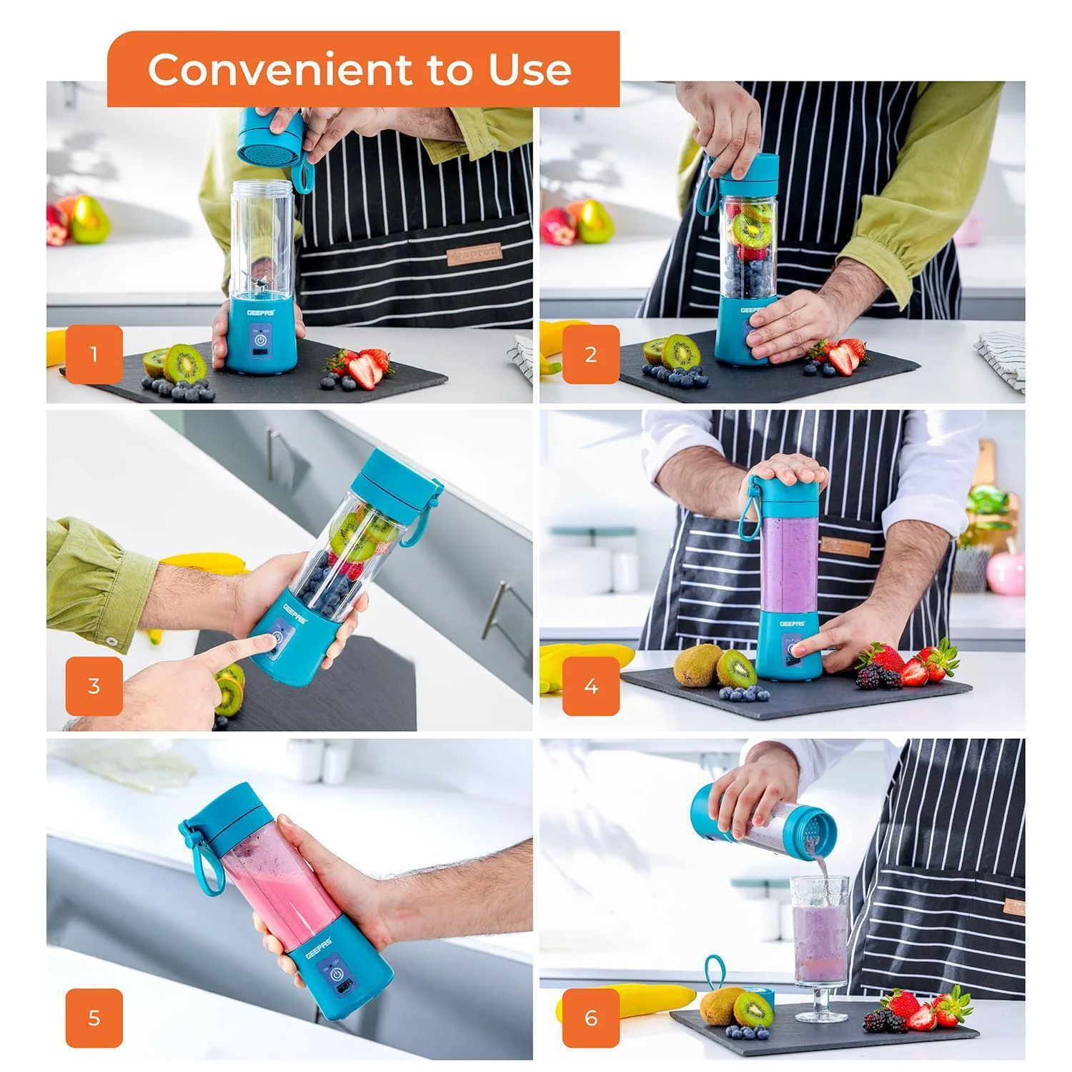 330ml Handheld Rechargeable Travel Blender (4 Colours) - Image 4