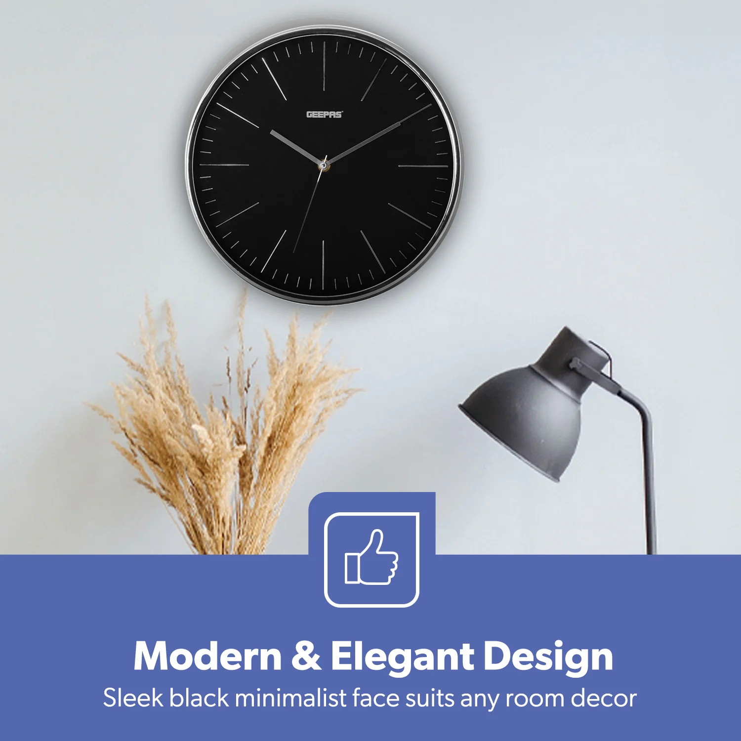 3D Numbers Black Wall Clock with Glass Cover - Image 3