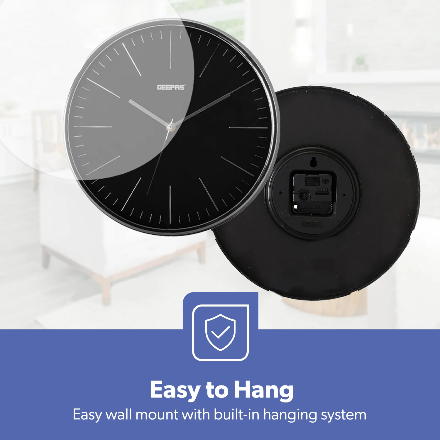 3D Numbers Black Wall Clock with Glass Cover - Image 7