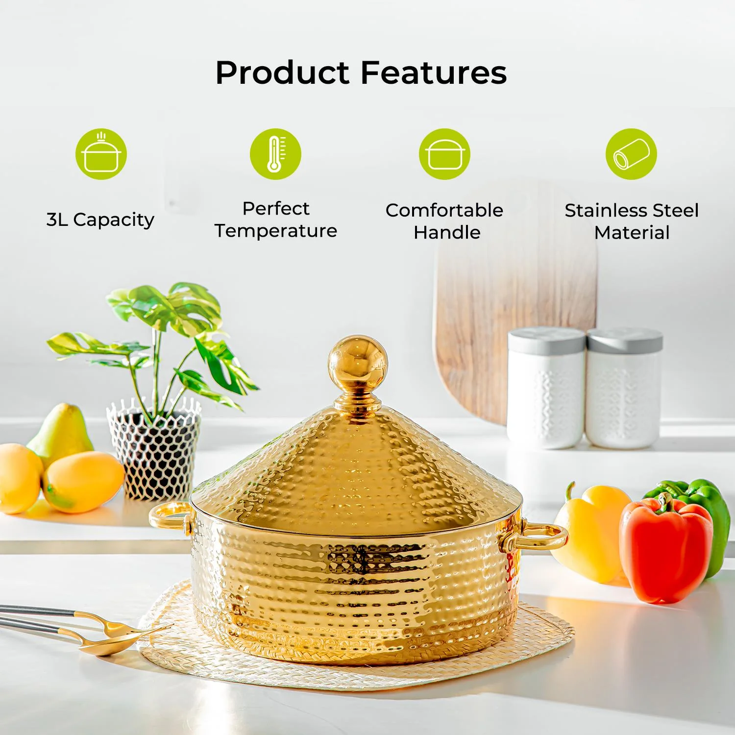 3L and 4L Stainless Steel Serving Dish and Food Warmer - Image 4