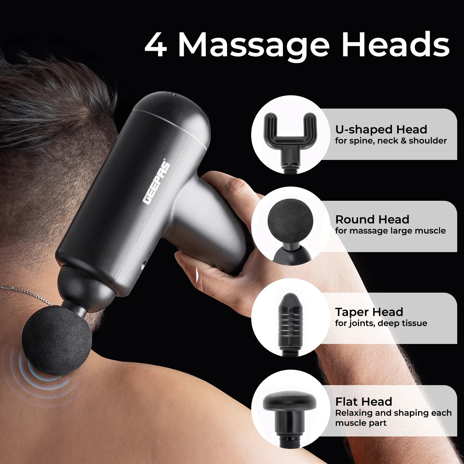4-In-1 Rechargeable Sonic Massage Gun - Image 4
