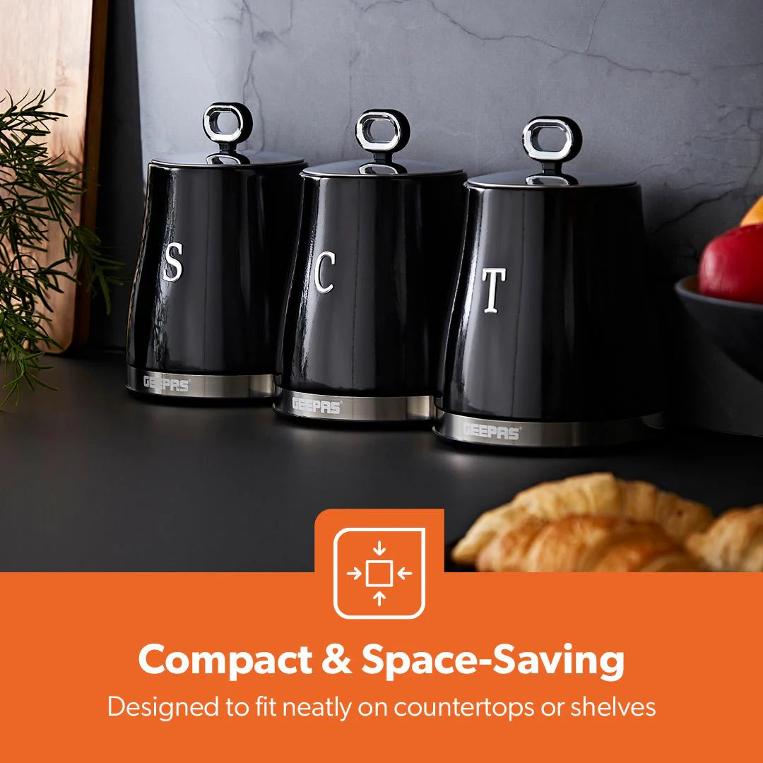 4-Piece Tea, Coffee, Sugar Canister Set Retrovive In Black - Image 5