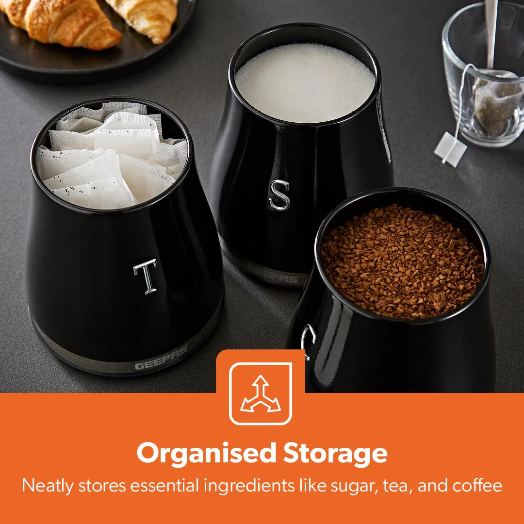4-Piece Tea, Coffee, Sugar Canister Set Retrovive In Black - Image 6