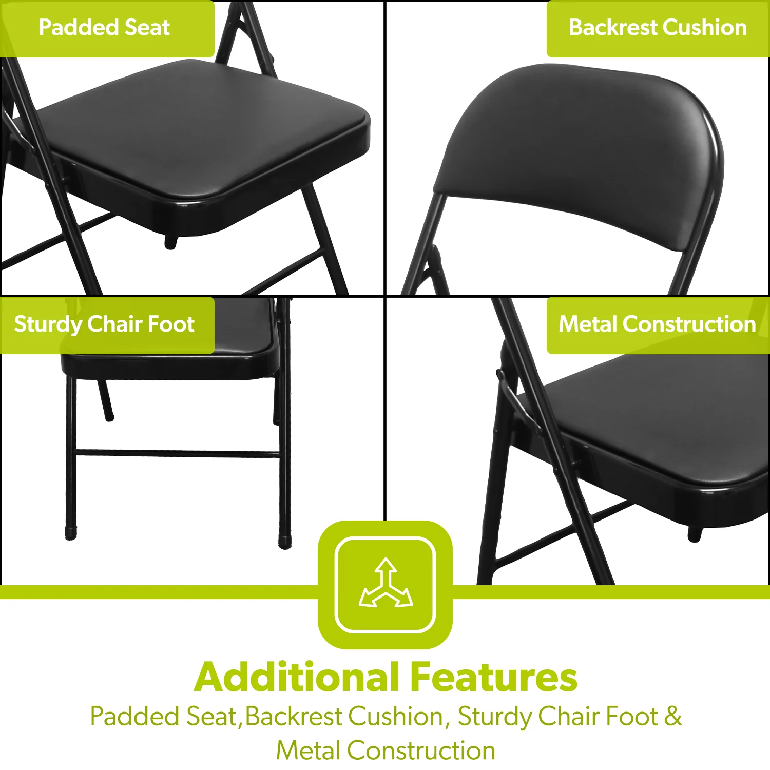 4x Padded Folding Chairs For Indoor and Outdoor - Image 4