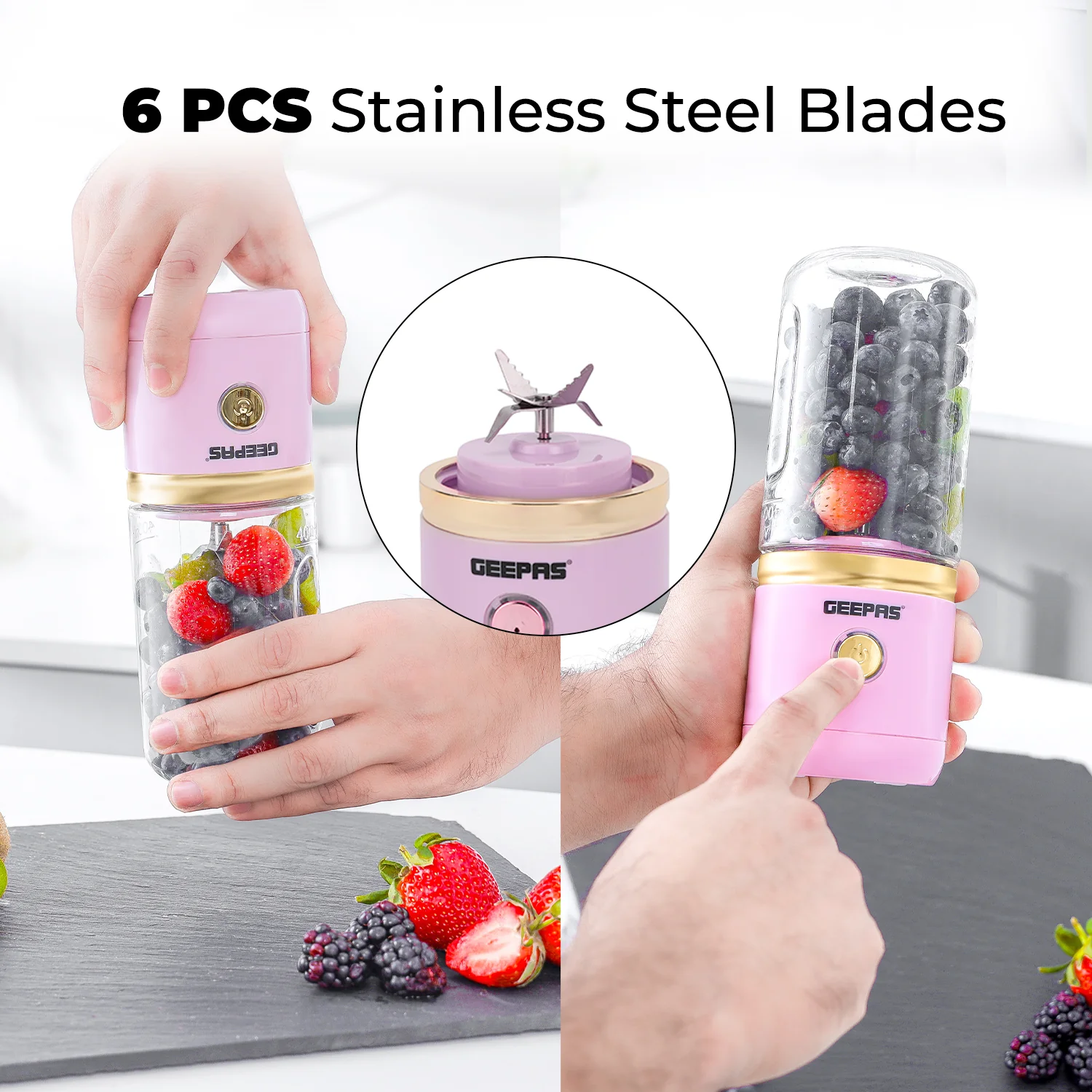 420ml Rechargeable Portable Blender and Juicer (Pink) - Image 4