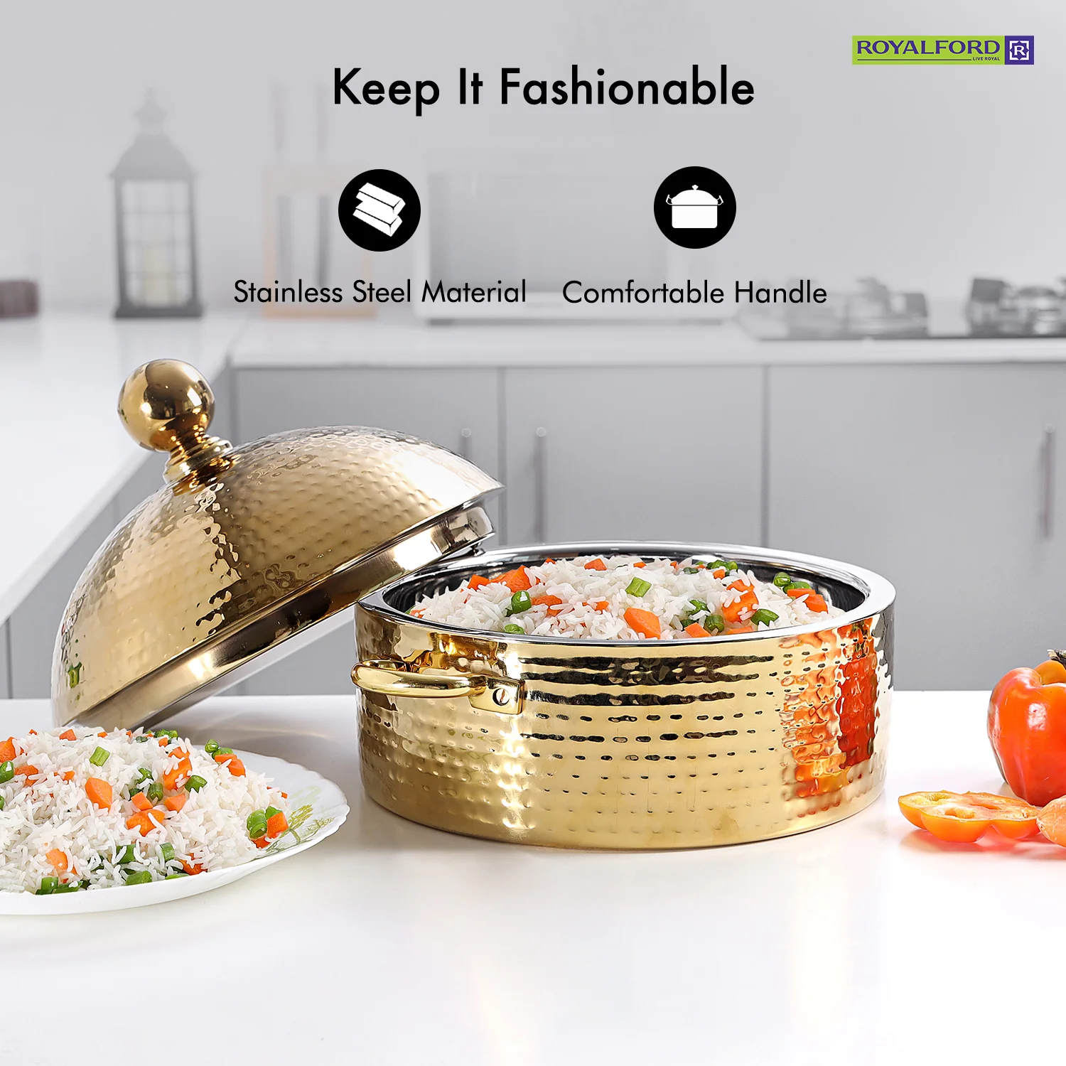 4L Gold Monarch Dome Hot Pot Serving Dish - Image 3