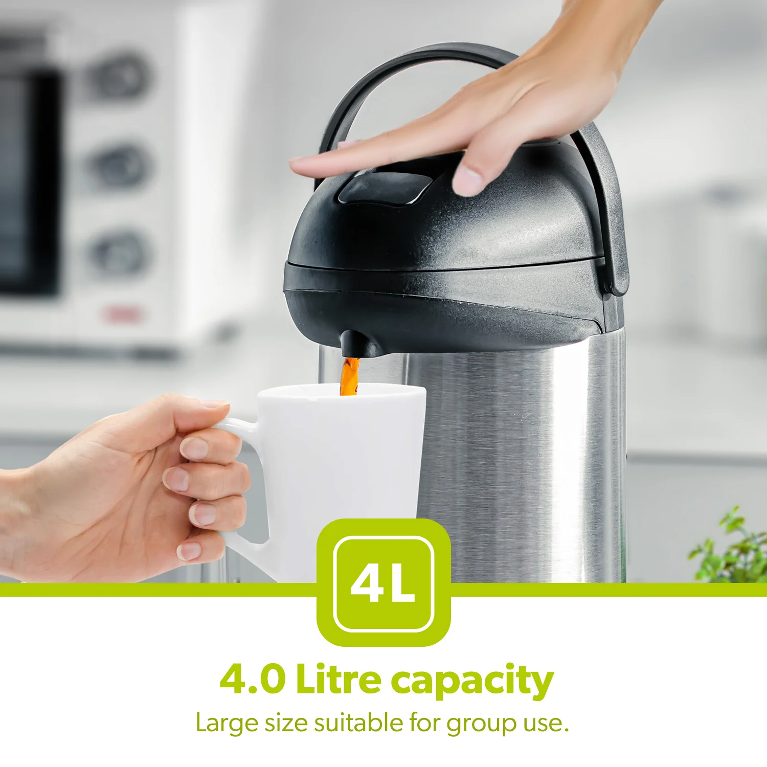 4L Stainless Steel Airpot Thermal Flask Jug Insulated Urn - Image 4