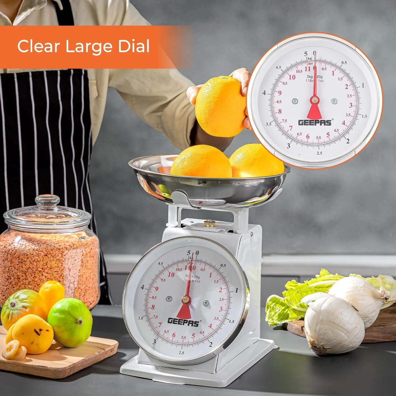 5kg Mechanical White Analog Kitchen Scale - Image 3