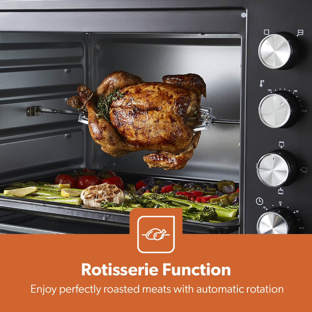 60L Electric Mini Oven Cooker & Grill With Rotisserie - Image 4