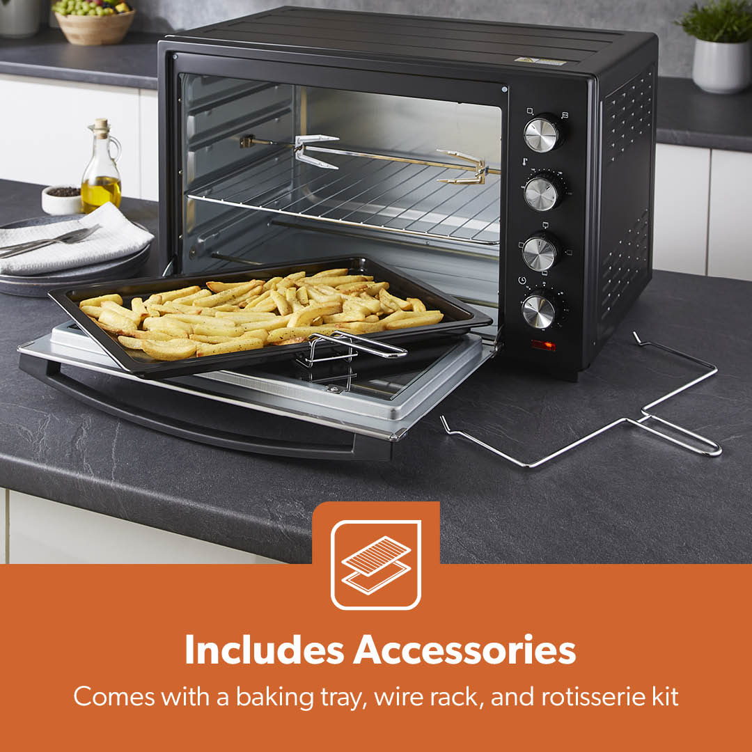 60L Electric Mini Oven Cooker & Grill With Rotisserie - Image 7