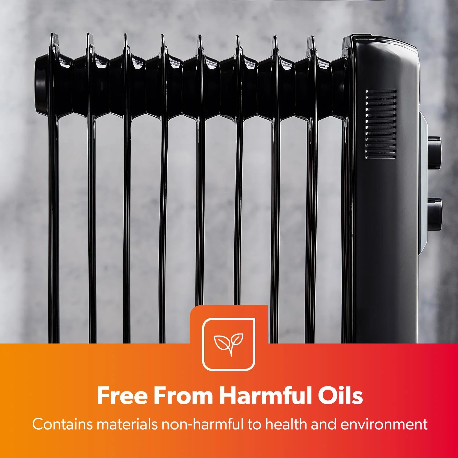 9-Fin Black Portable Oil-Filled Electric Radiator Heater - Image 7