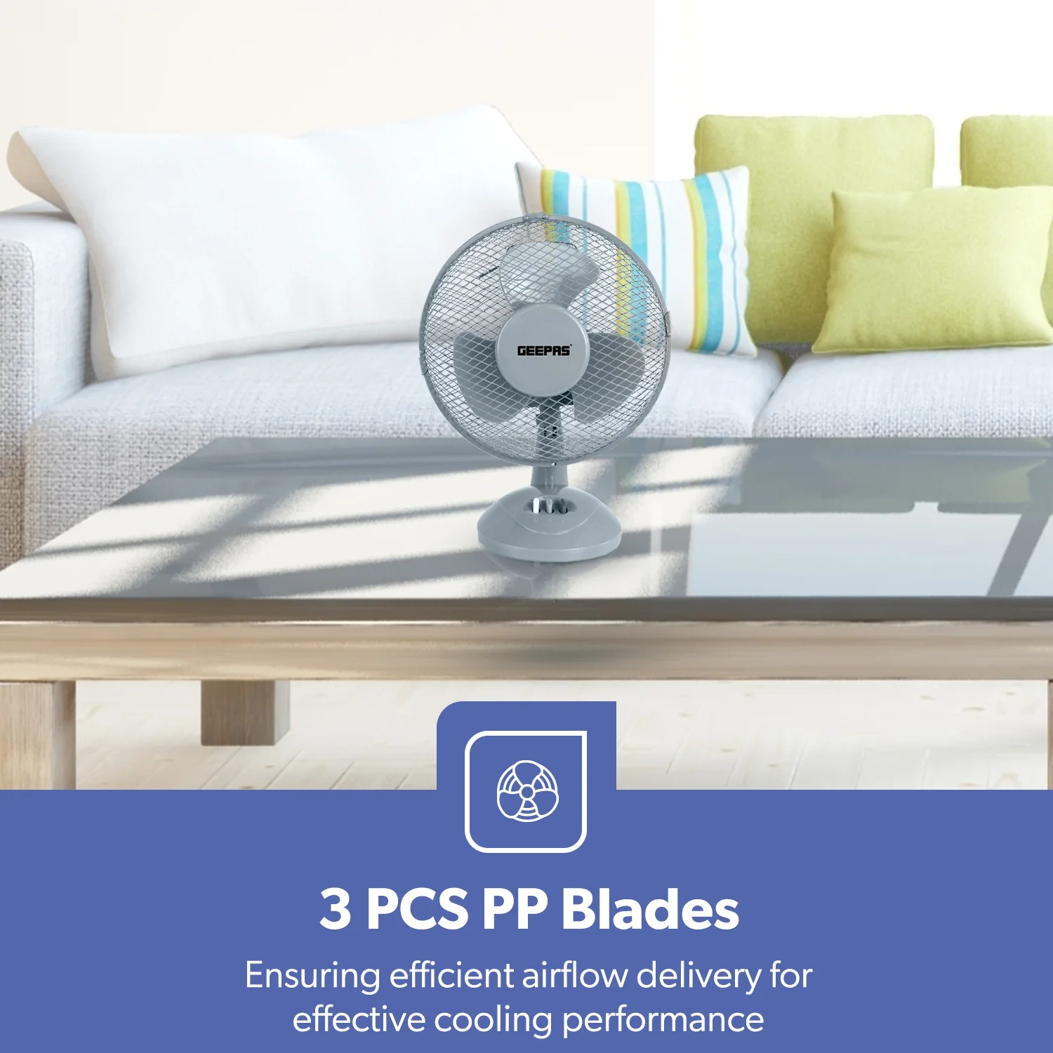 9-Inch Oscillating Powerful Desk Fan With 3 Speeds - Image 3