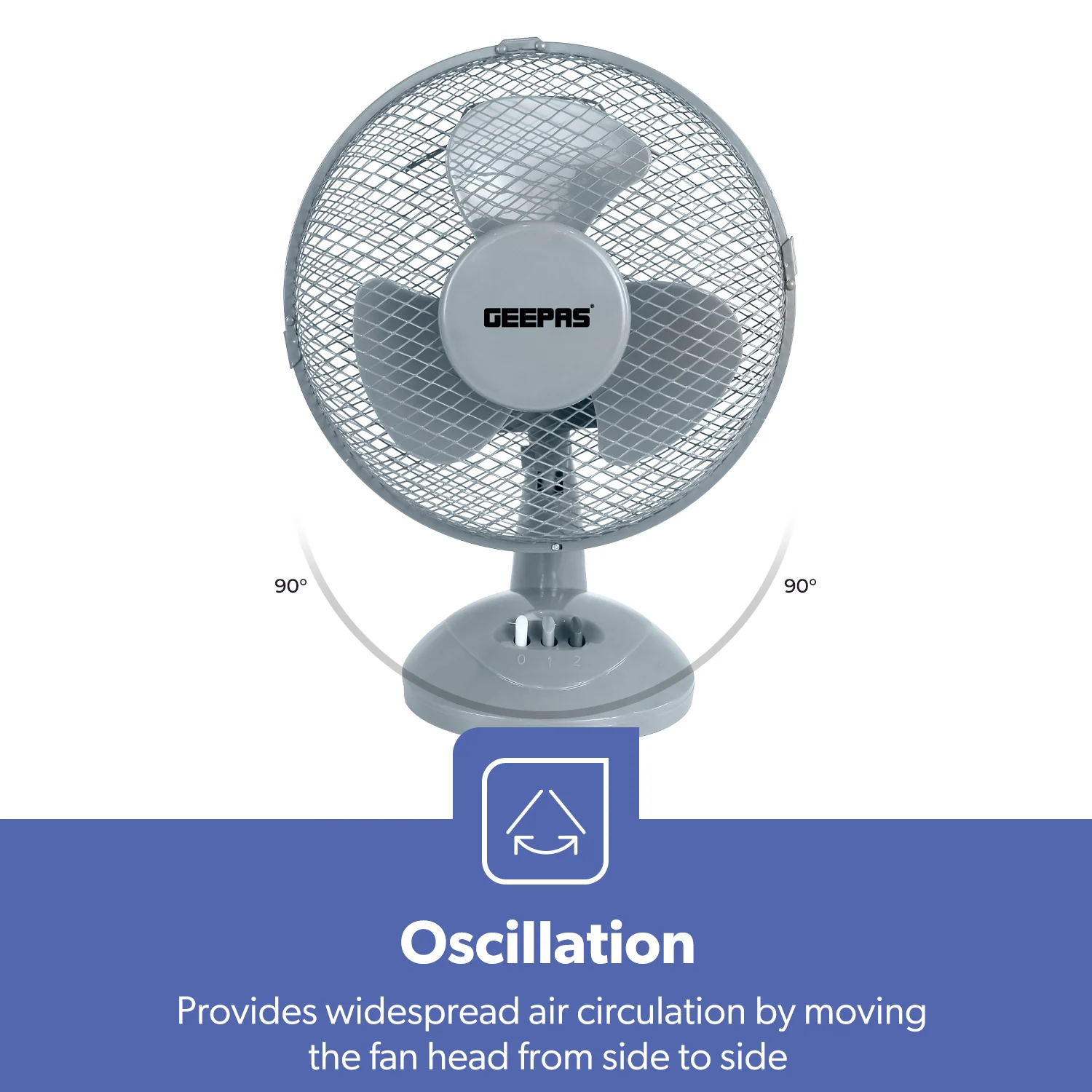 9-Inch Oscillating Powerful Desk Fan With 3 Speeds - Image 5