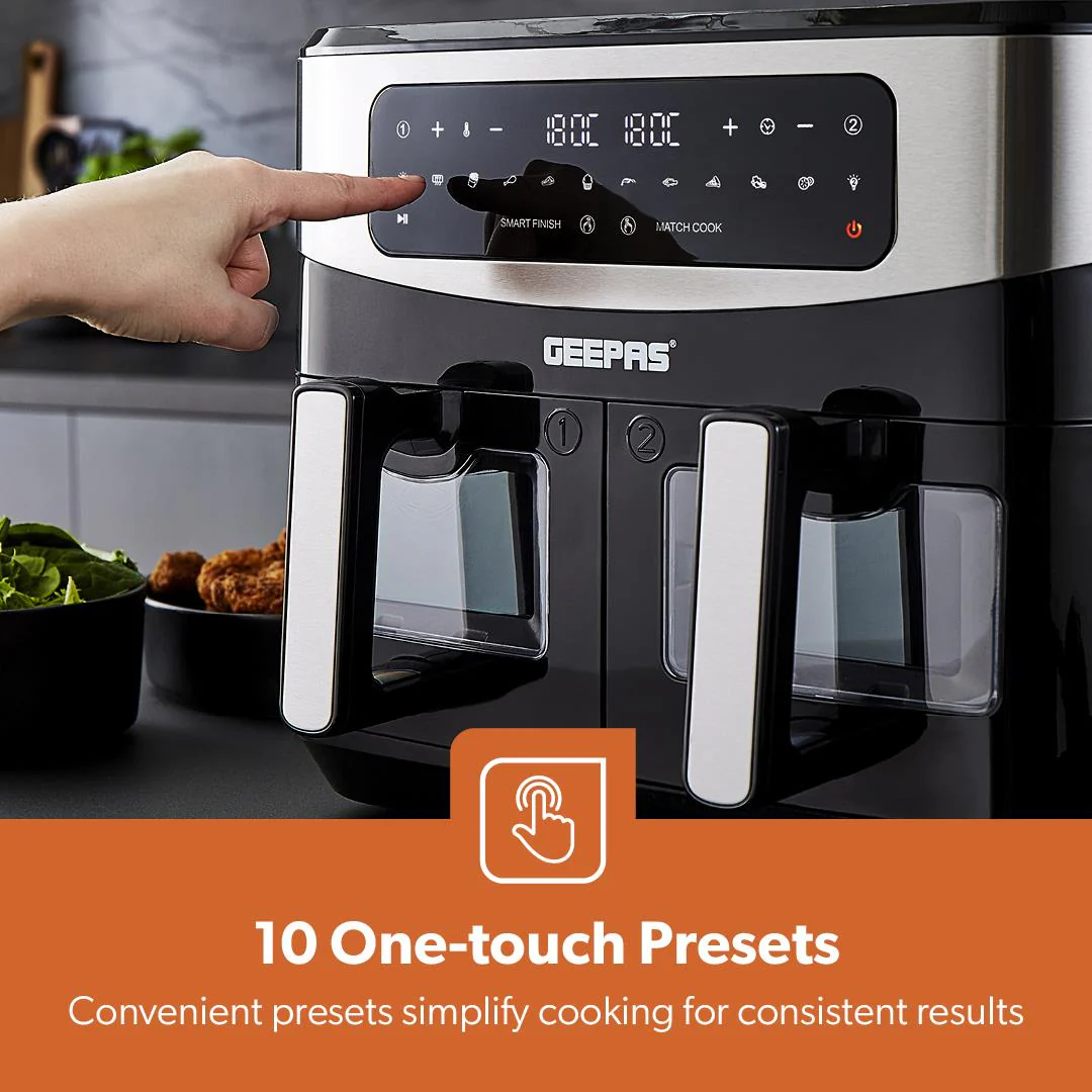9L Twin XL Vortex Dual Basket Air Fryers Rapid - Digital Touchscreen - Image 5