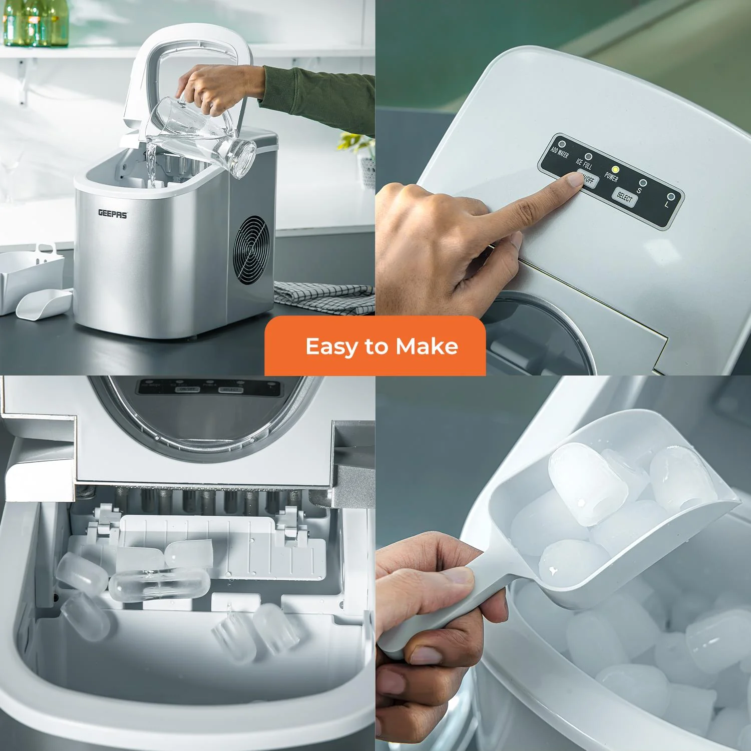Automatic Countertop Ice Cube Maker Machine 2.2L (Black & Silver) - Image 4