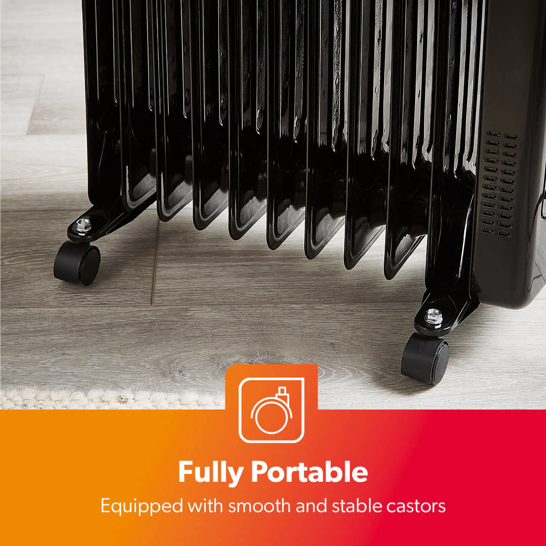 11-Fin Black Digital Oil-Filled Radiator Heater 2500W - Image 9
