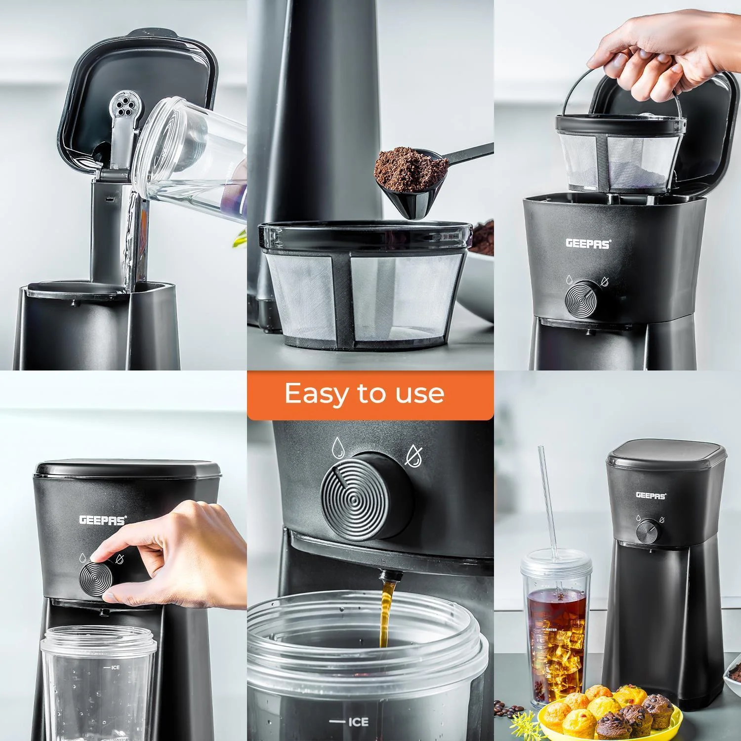 Black 700W Iced Coffee Maker with Cup, Straw, and Scoop - Image 3