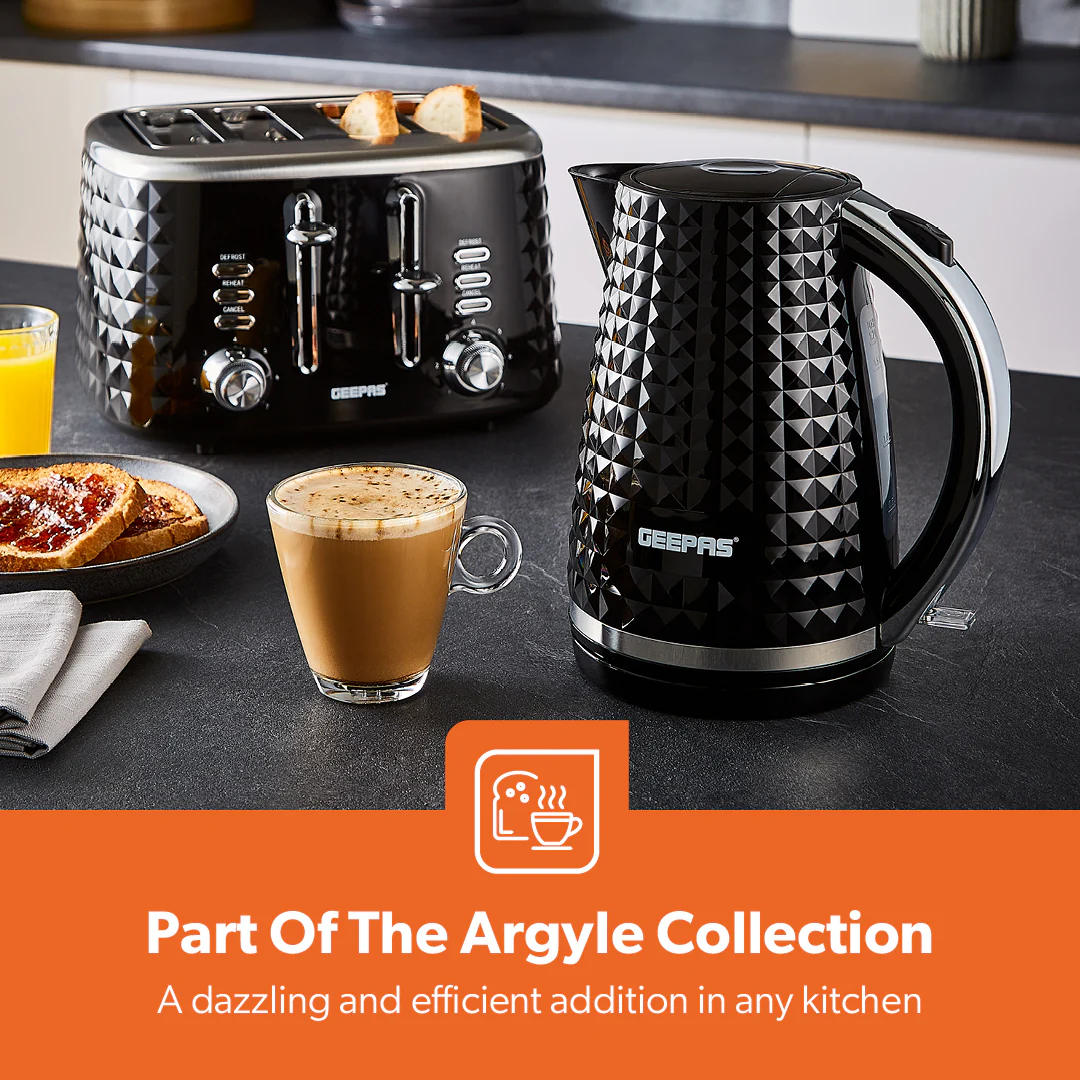 Black and Silver Honeycomb 4-Slice Bread Toaster 1750W - Image 3