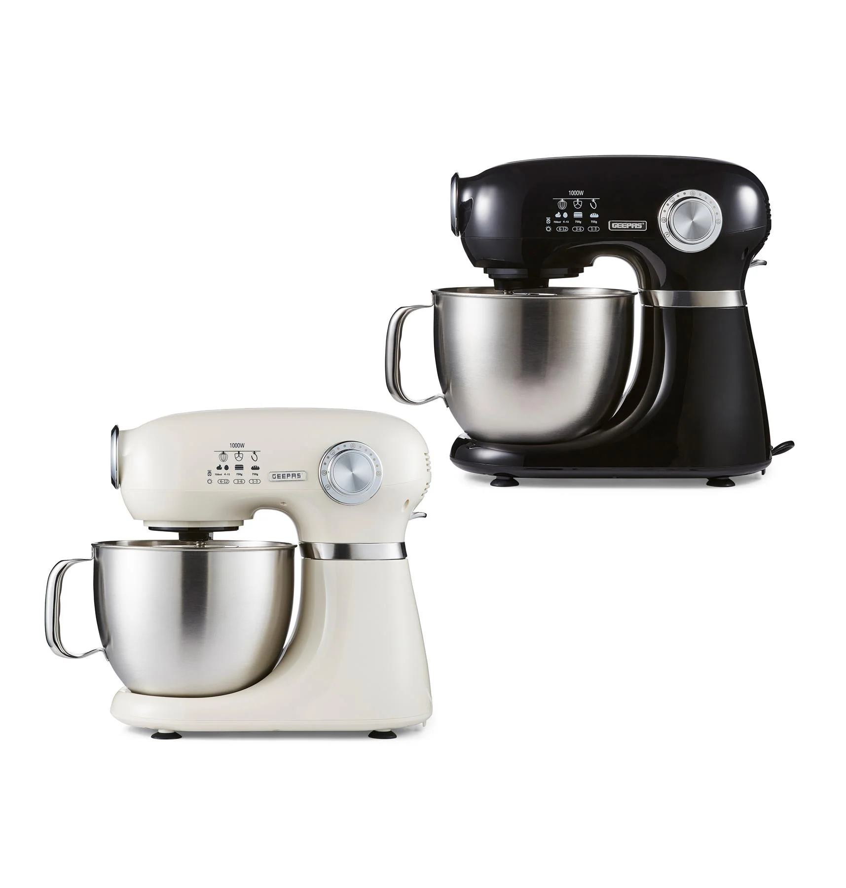 Black & Beige 5L Electric Stand Mixer With Beater 12-Speed - Image 3