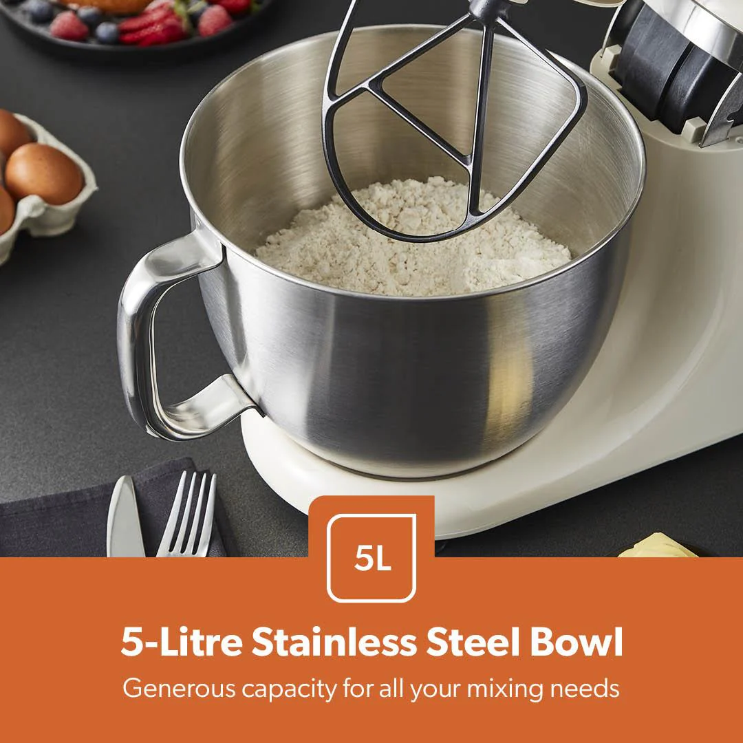 Black & Beige 5L Electric Stand Mixer With Beater 12-Speed - Image 6