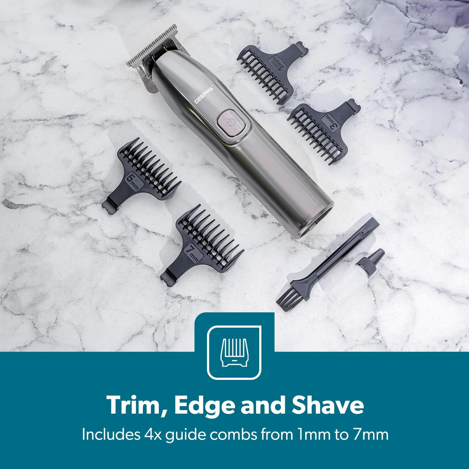 Brushed Stainless Steel Electric Rechargeable Beard Trimmer - Image 3