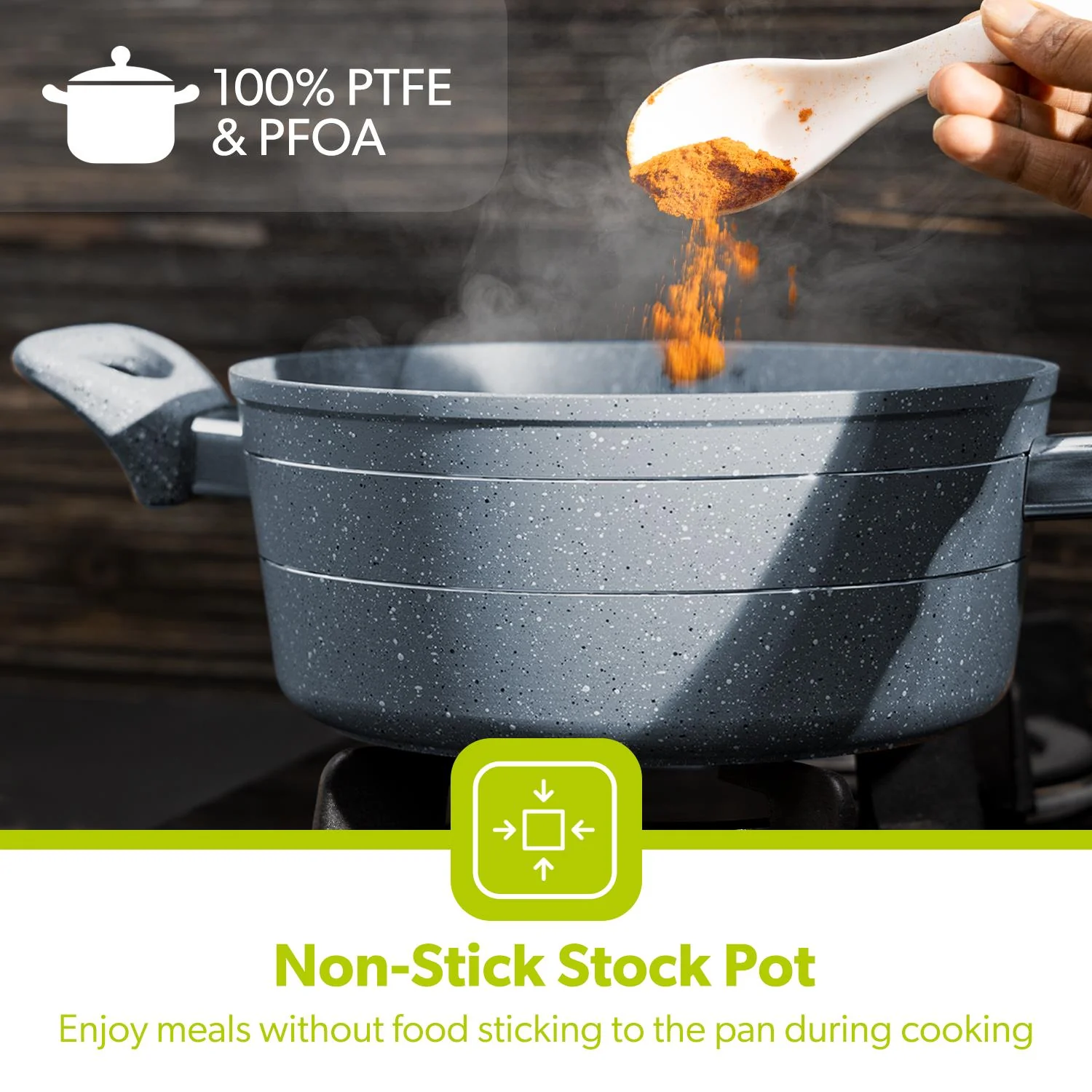 Casserole Dish Forged Aluminium 24cm With Lid Non Stick Grey - Image 4