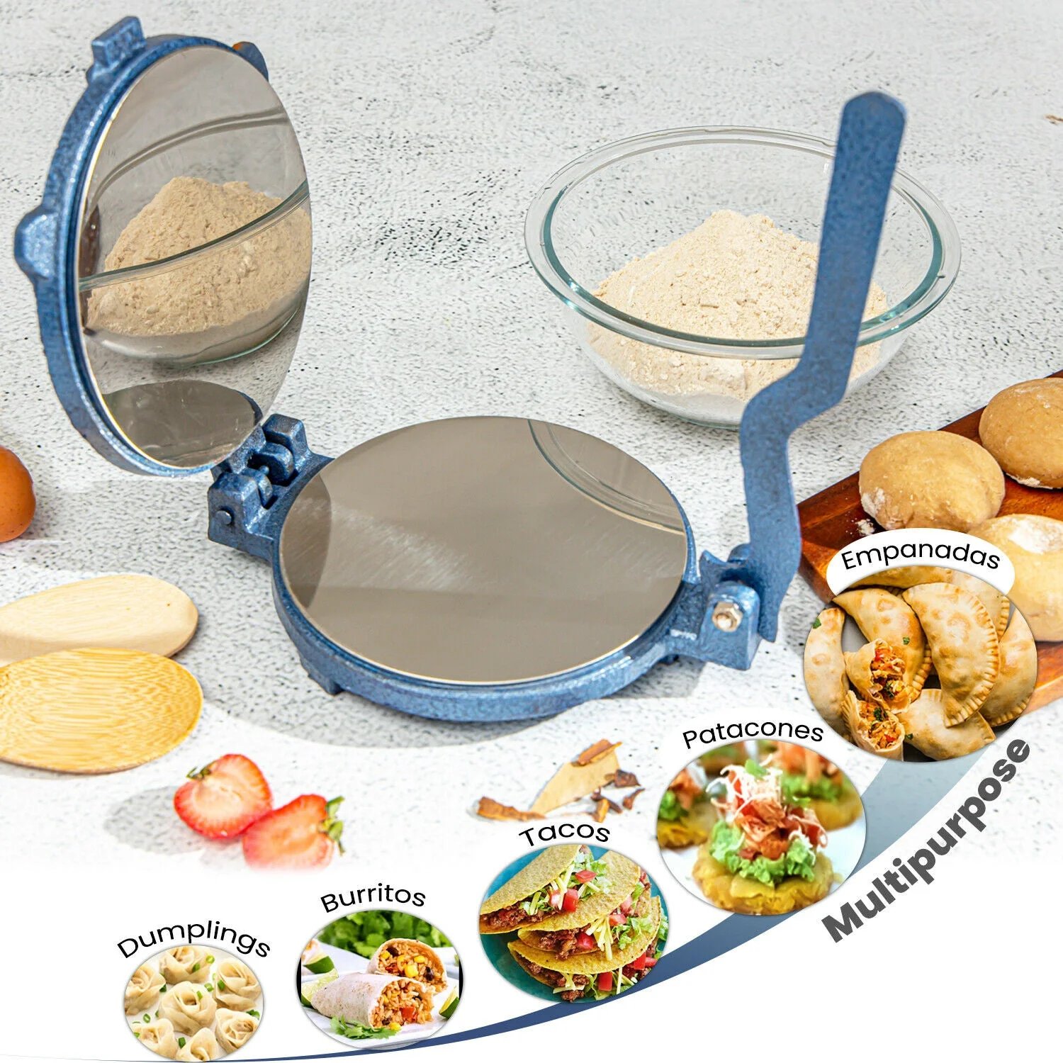 Vintage Cast Iron Chapati, Roti and Tortilla Press (18.5cm-20cm) - Image 3