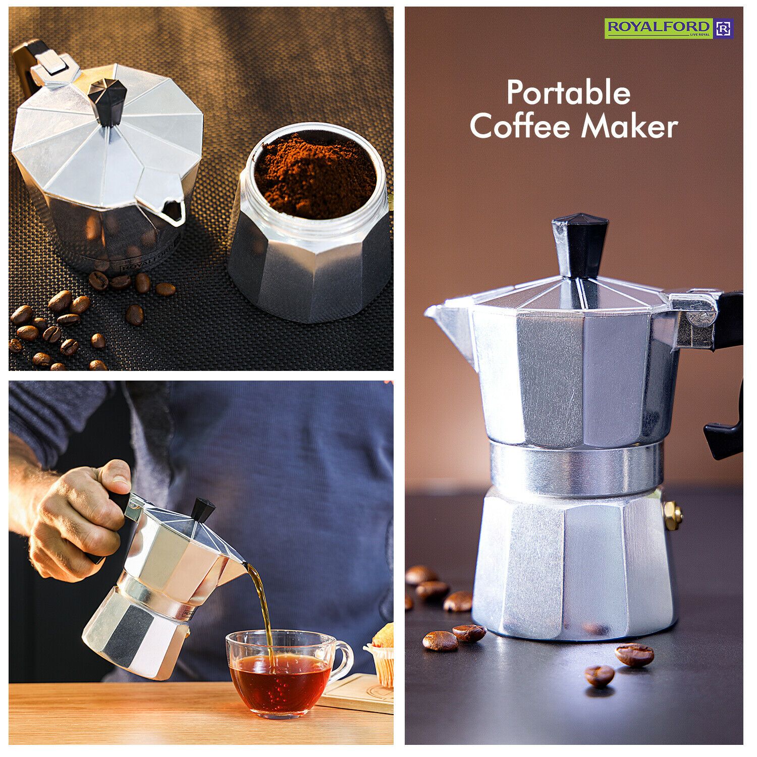 Coffee Maker Percolator Moka Pot by Royalford - Image 5