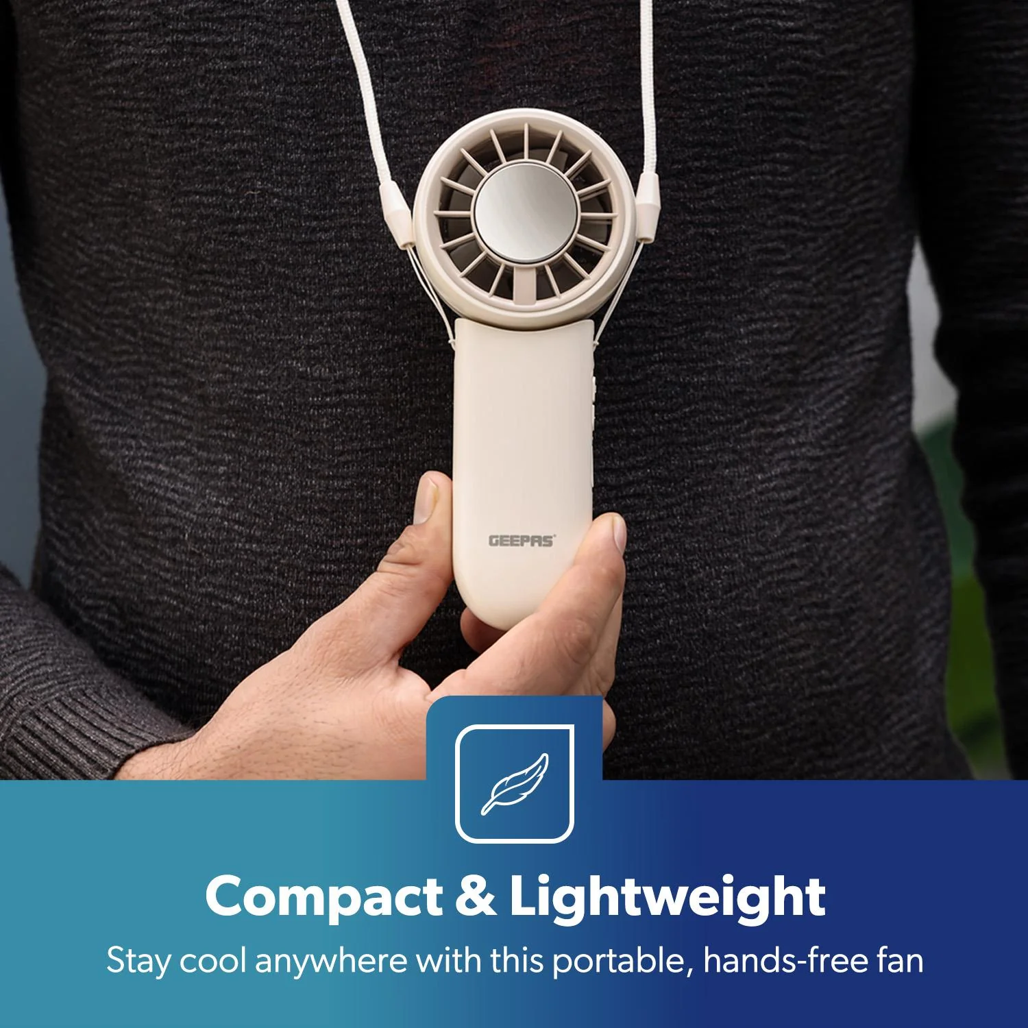 Cream AC Cooler Jet Powered Foldable Handheld Fan - Image 3