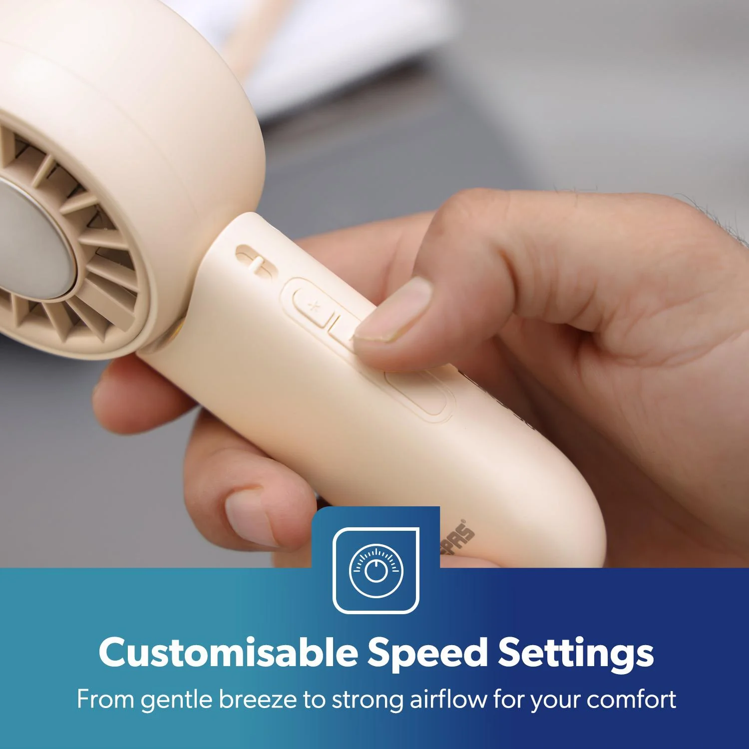 Cream AC Cooler Jet Powered Foldable Handheld Fan - Image 5