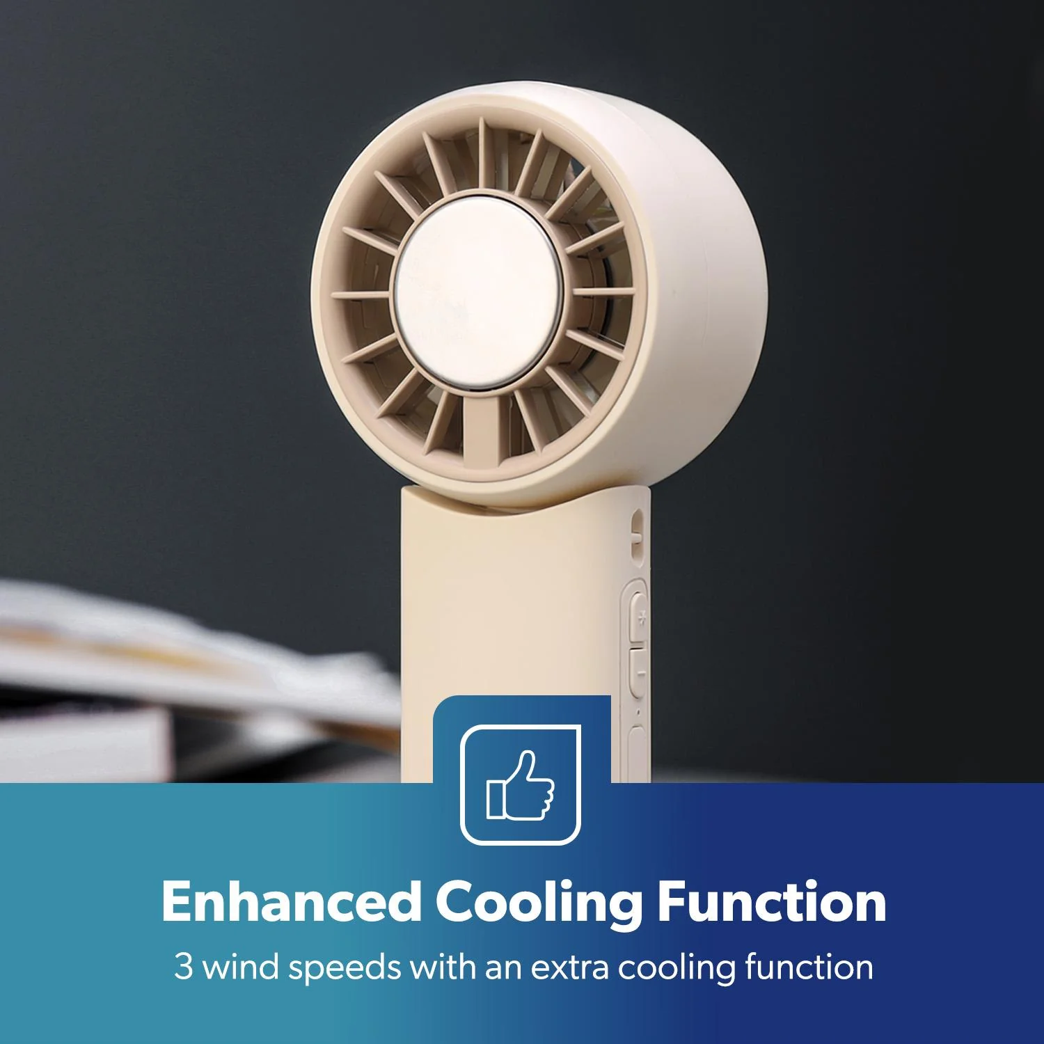 Cream AC Cooler Jet Powered Foldable Handheld Fan - Image 8
