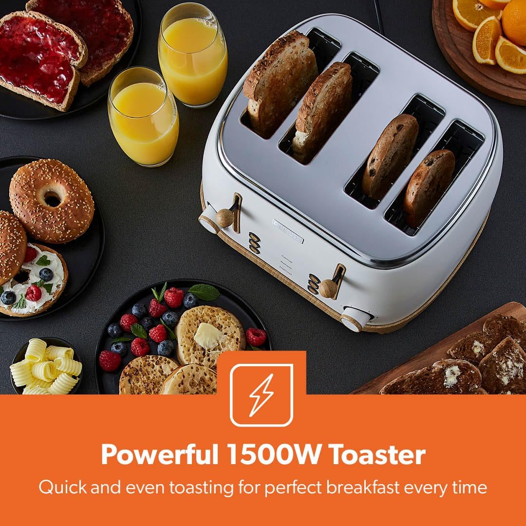 Cream NordiQ 4-Slice Toaster With  6 Browning Levels - Image 3