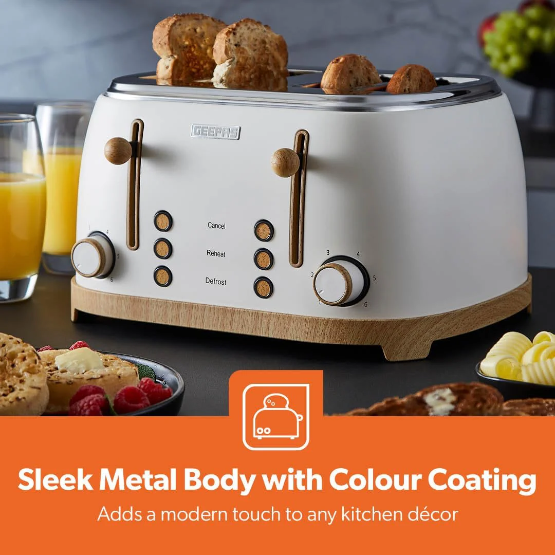 Cream NordiQ 4-Slice Toaster With  6 Browning Levels - Image 4