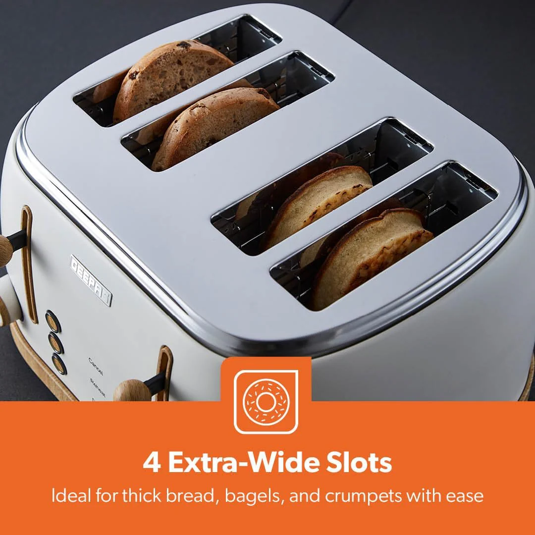 Cream NordiQ 4-Slice Toaster With  6 Browning Levels - Image 5