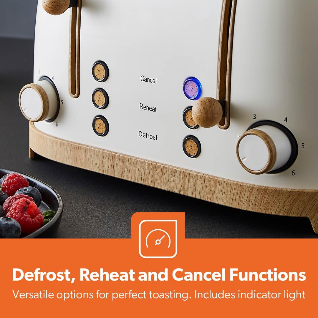 Cream NordiQ 4-Slice Toaster With  6 Browning Levels - Image 6