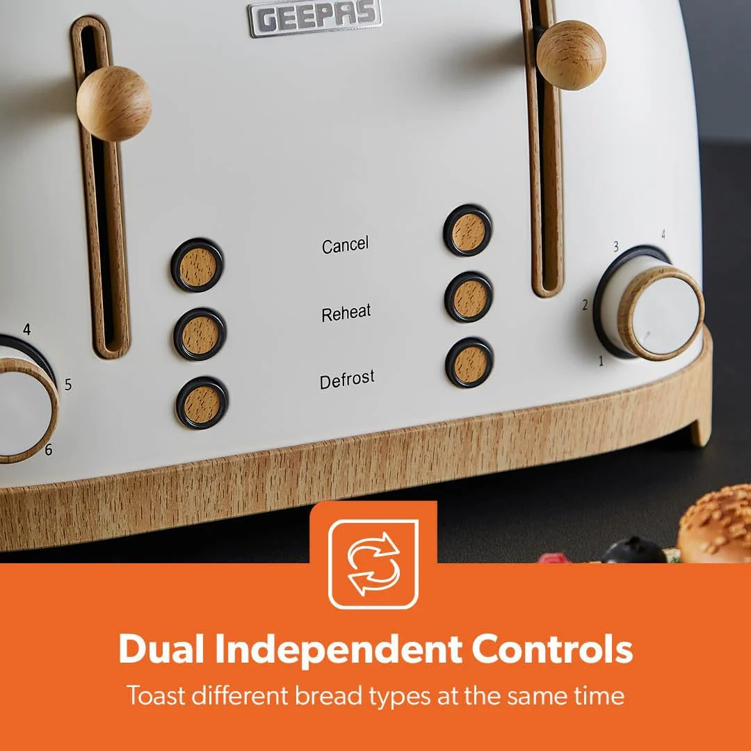 Cream NordiQ 4-Slice Toaster With  6 Browning Levels - Image 7