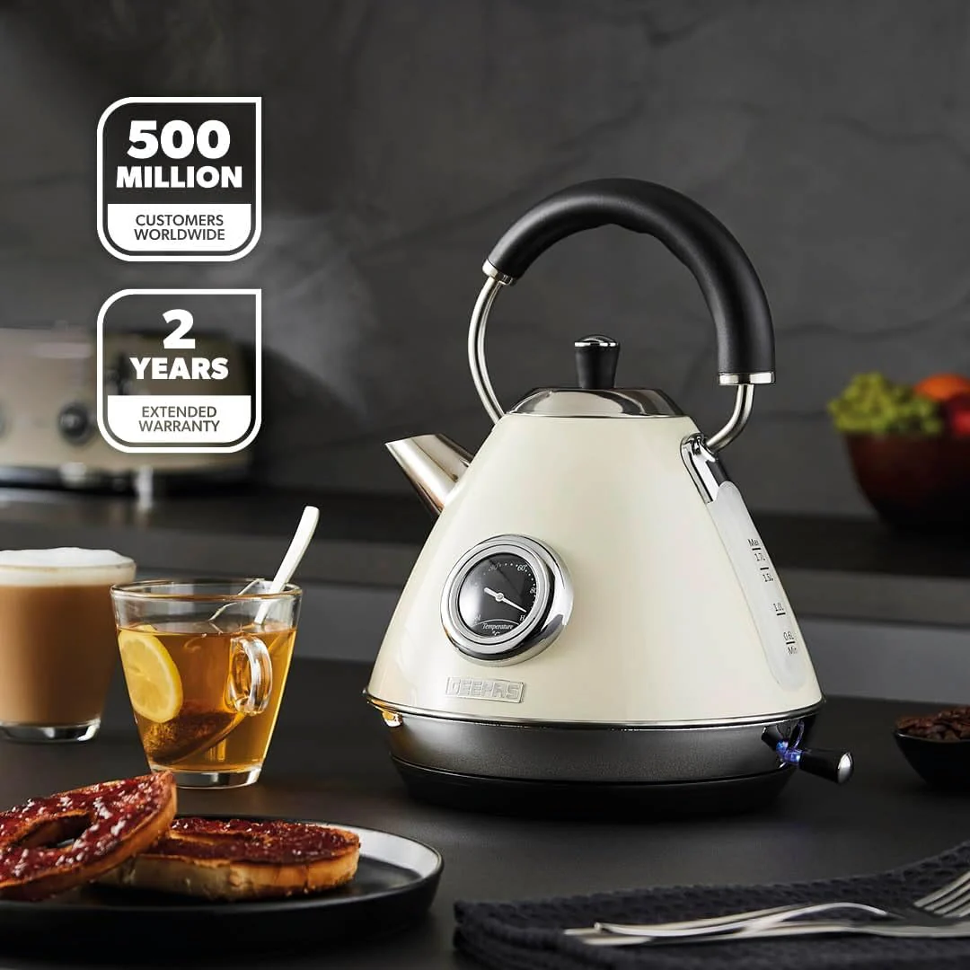 Cream Retrovive Matching Dome Kettle and Toaster Set - Image 3