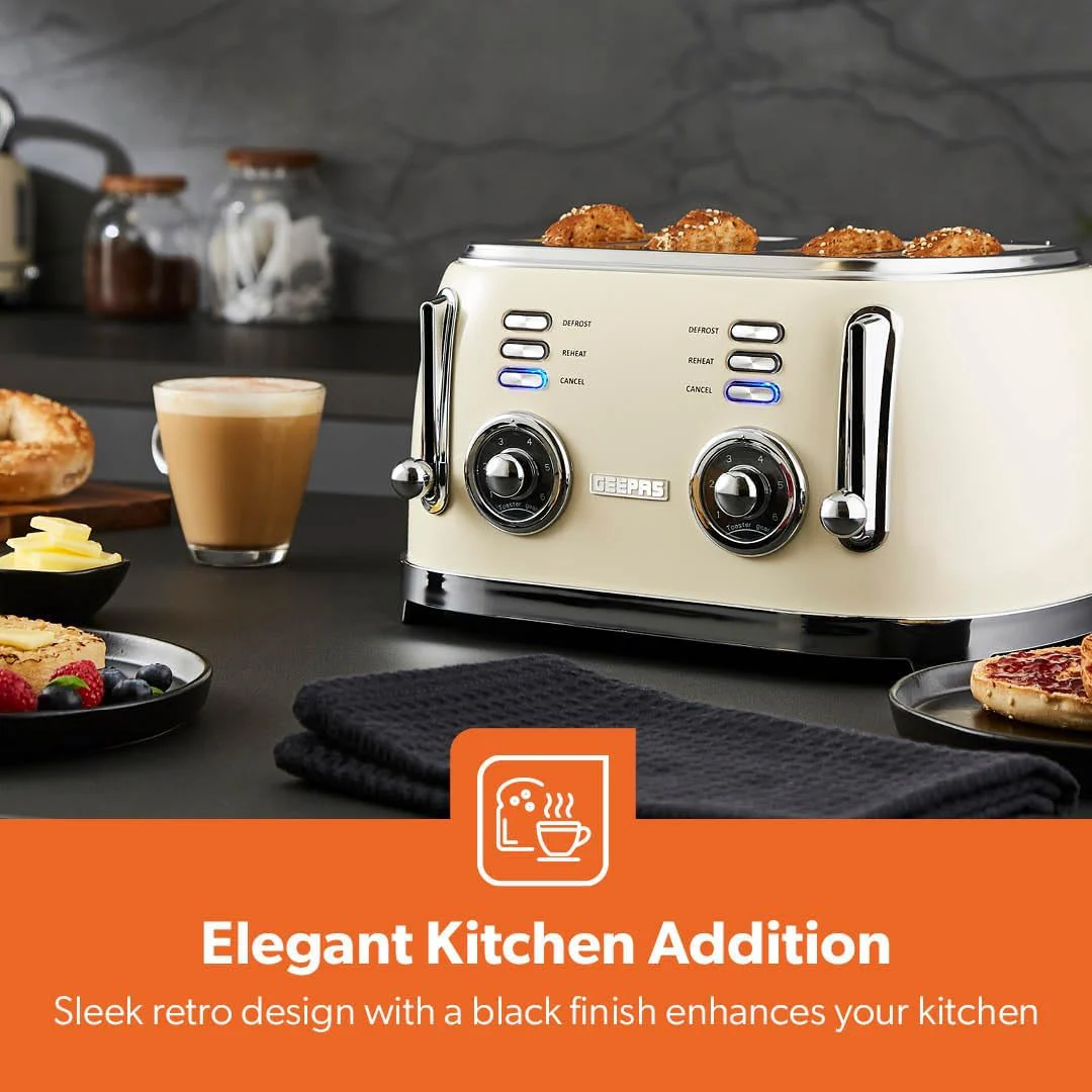 Cream Retrovive Matching Dome Kettle and Toaster Set - Image 4