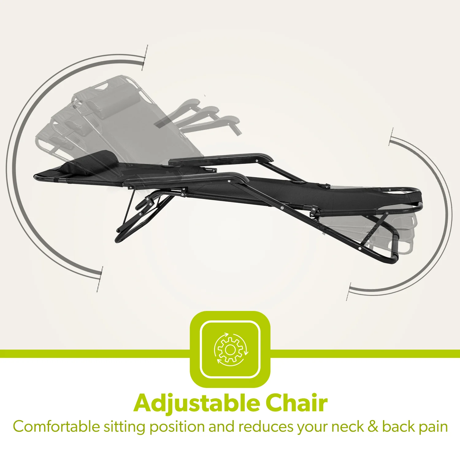 Deluxe 2-In-1 Reclining Mesh Chair & Camping Bed Outdoor Lounger - Image 4