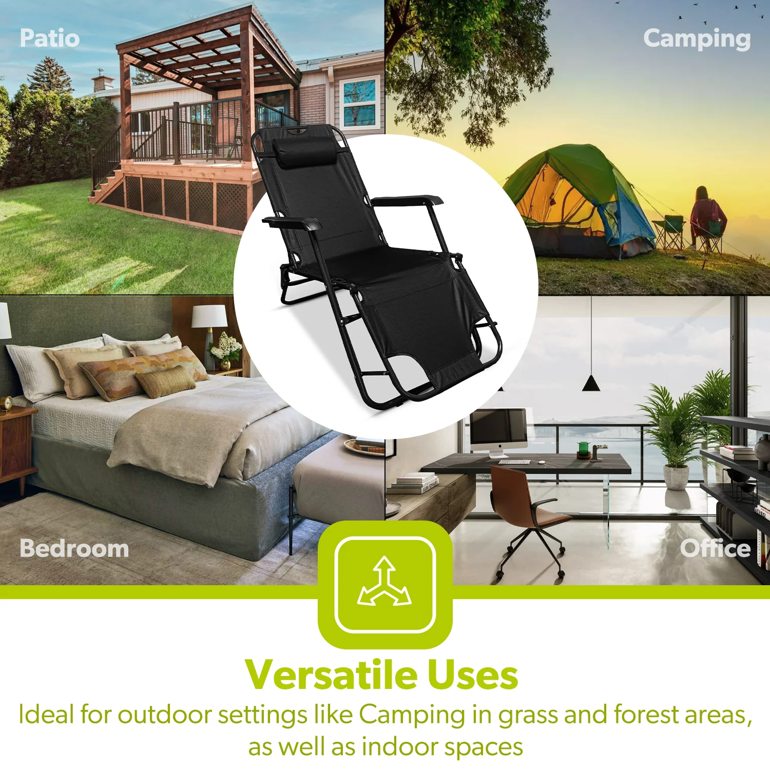 Deluxe 2-In-1 Reclining Mesh Chair & Camping Bed Outdoor Lounger - Image 6