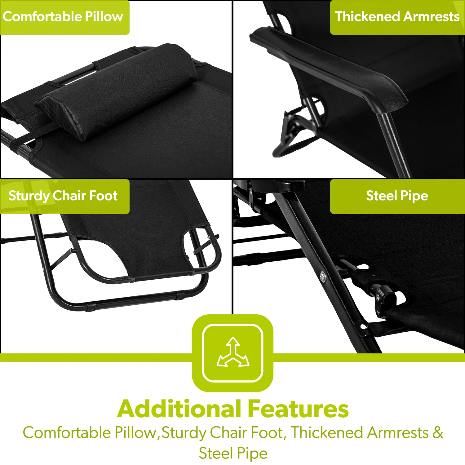 Deluxe 2-In-1 Reclining Mesh Chair & Camping Bed Outdoor Lounger - Image 7