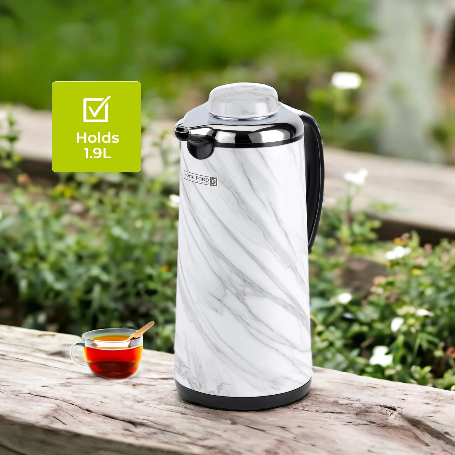 Double Walled Marble Vacuum Flask Jug 1900ml - Image 2