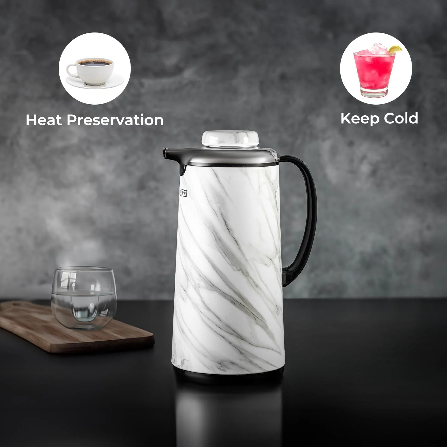 Double Walled Marble Vacuum Flask Jug 1900ml - Image 5