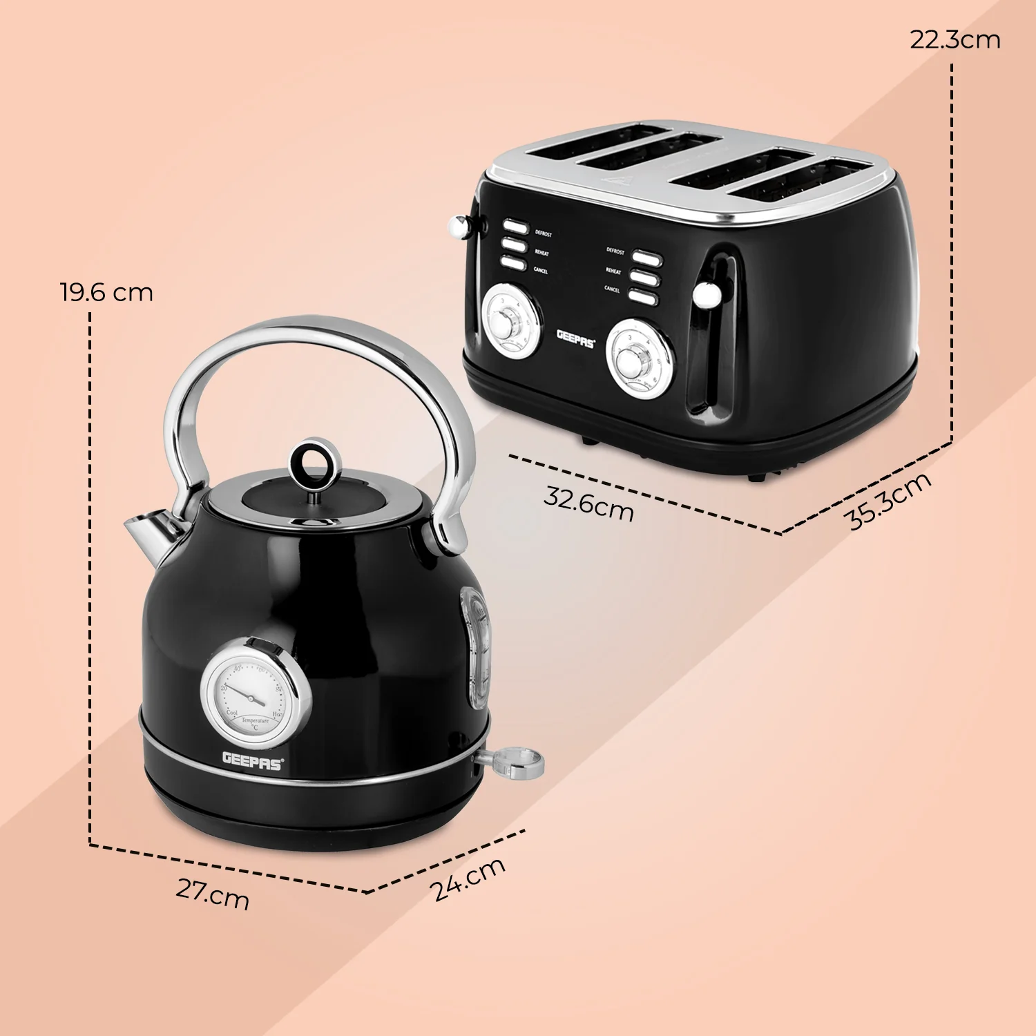 Vintage Electric 1.7L Jug Kettle & 4 Slice Toaster Set - Image 5